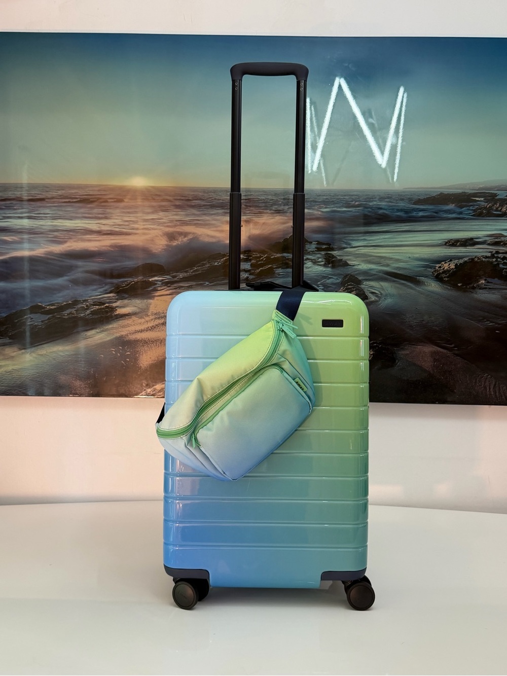 EXTREMELY Rare Away Travel Luggage Aura Sunrise Bigger Carry-on Bundle - Picture 3 of 8